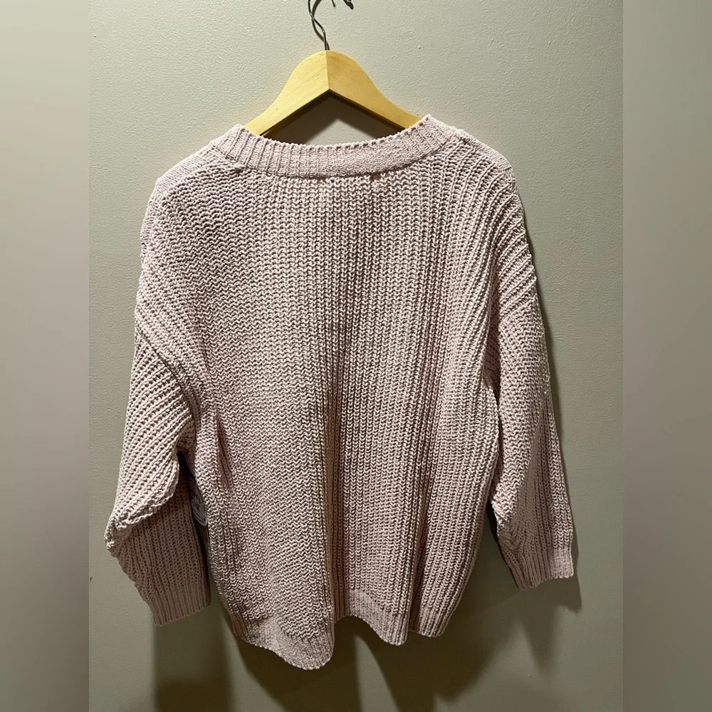 Cable & Gauge V-Neck Sweater - Soft Pink - Picture 5 of 7